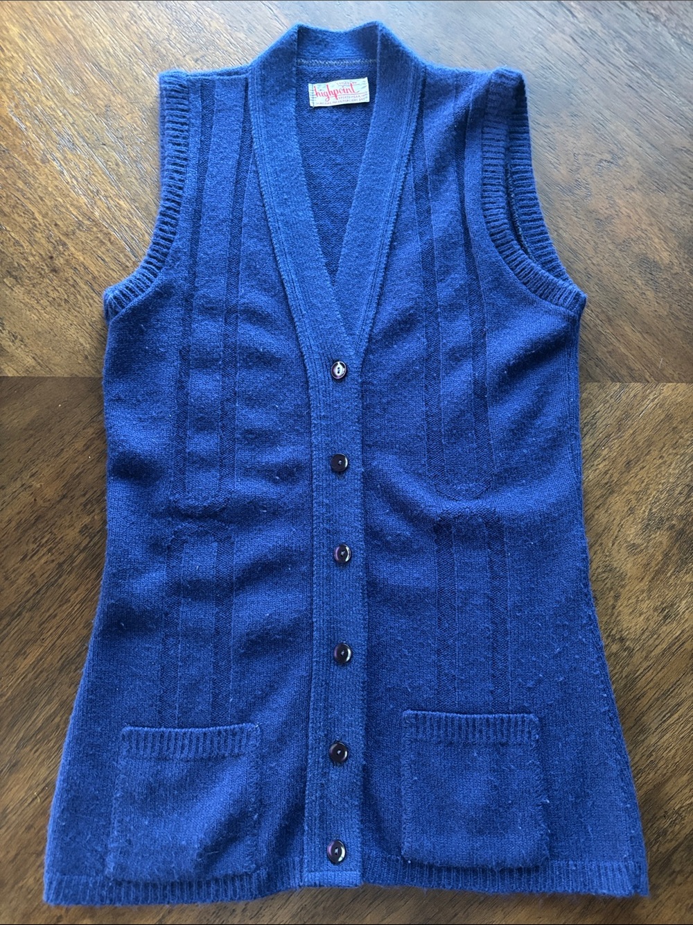 Sleeveless Button-Front Sweater Vest in Navy